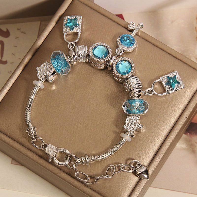 "Key to My Heart" - Handcrafted Turquoise Charm Bracelet