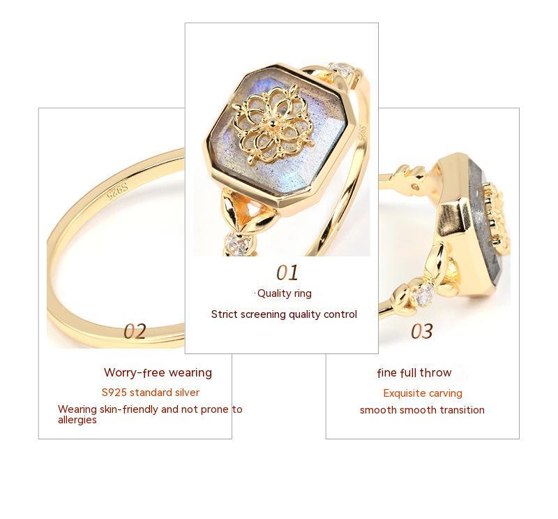 "Royal by Nature"-  Vintage Natural Gray Blue Light Labradorite Ring