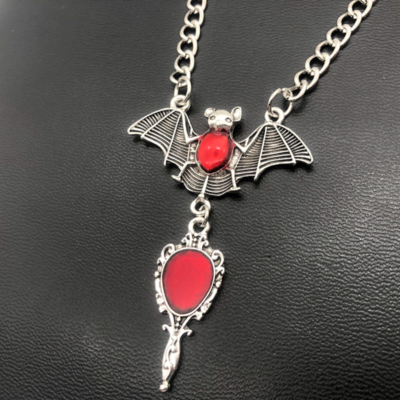 Retro Bat Girl Cross Necklace