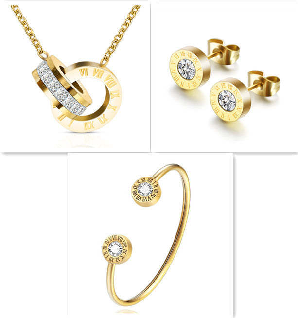 "Roman Numerals" - Diamond Stud Earrings