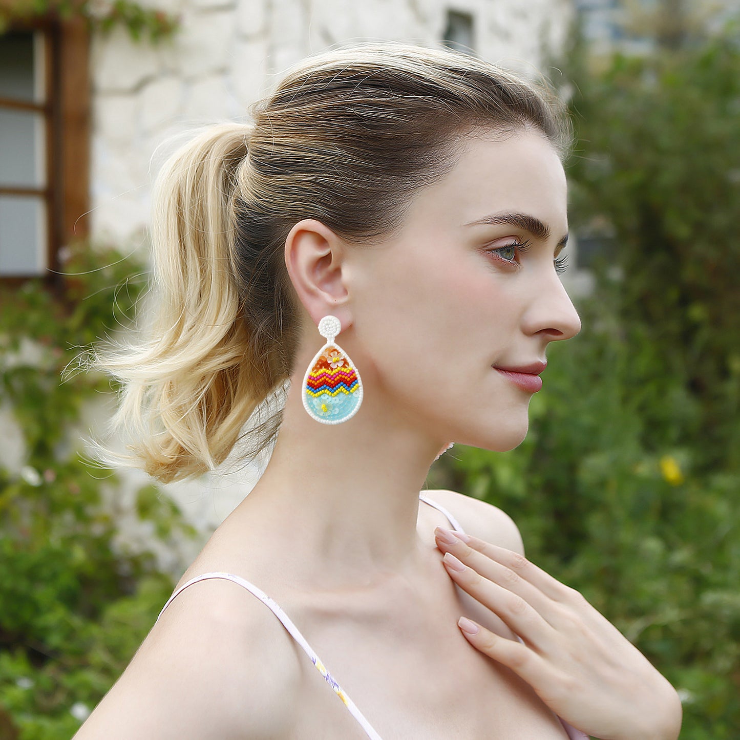 Handwoven Easter Egg Earrings