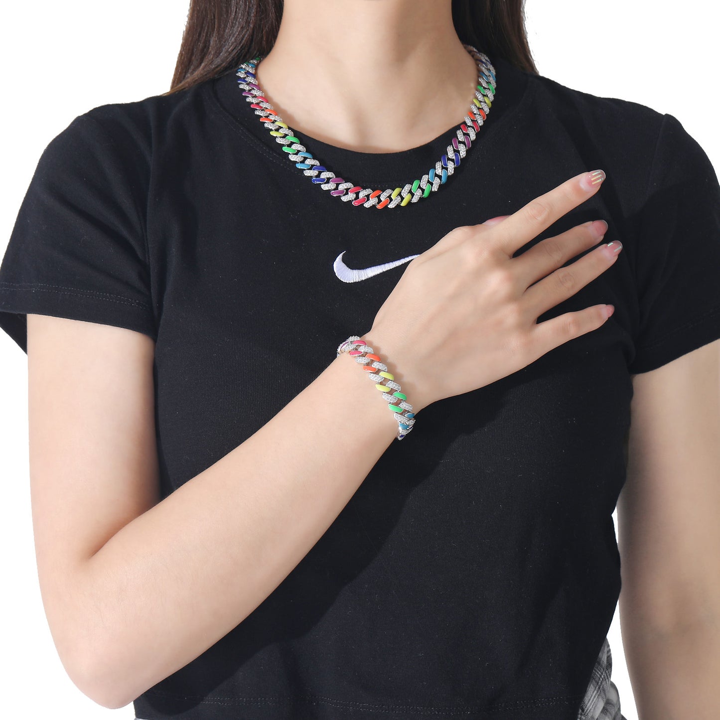 "Candy Shop" - Multicolor Cuban Chain Necklace + Bracelet