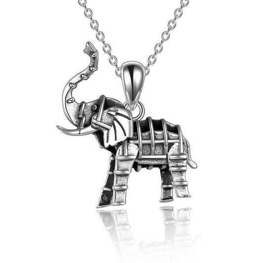 "Strong and Resilient" - Vintage Elephant Sterling Silver Pendant Necklace for Women/Men