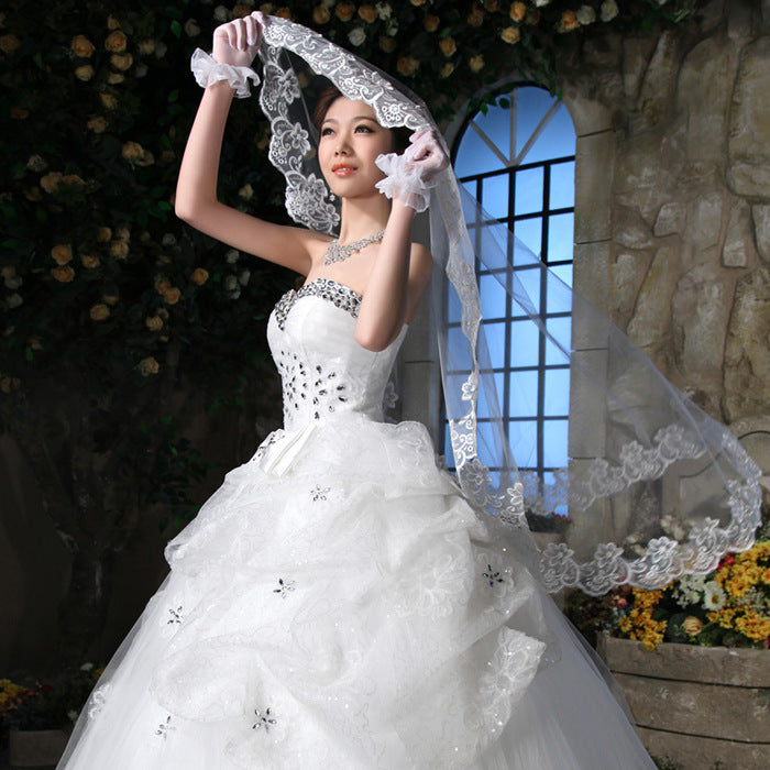 Super Mori Lace Bridal Veil Headdress