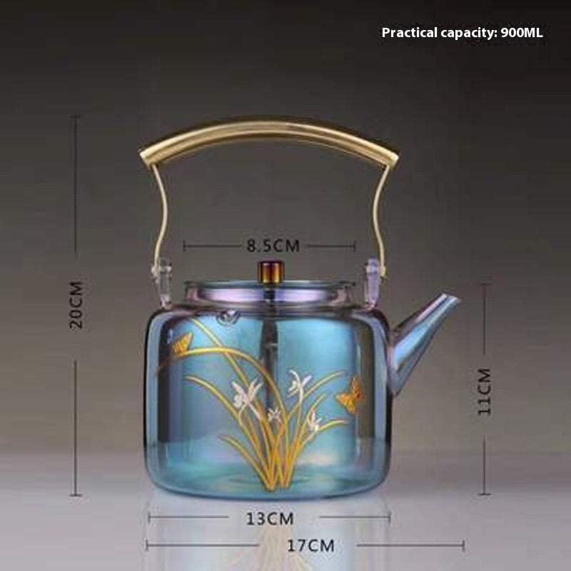 "I Dream of Tea" - Large Capacity Heat-resistant Glass Colorful Tea Kettle