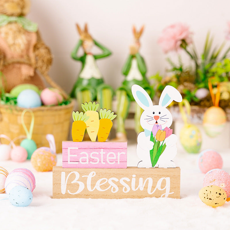 Wooden Easter Bunny and Gnome Ornament Decorations