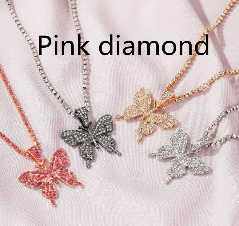 Rhinestone Butterfly Tennis Choker Necklace