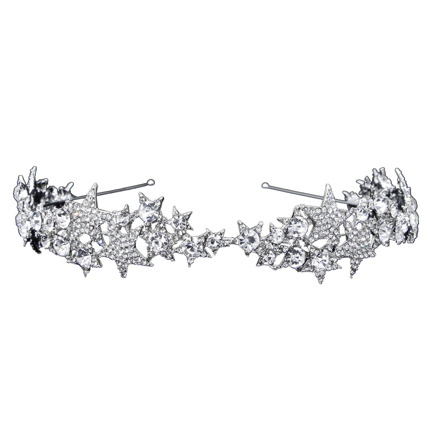 Silver Stars Bridal Veil Hairband