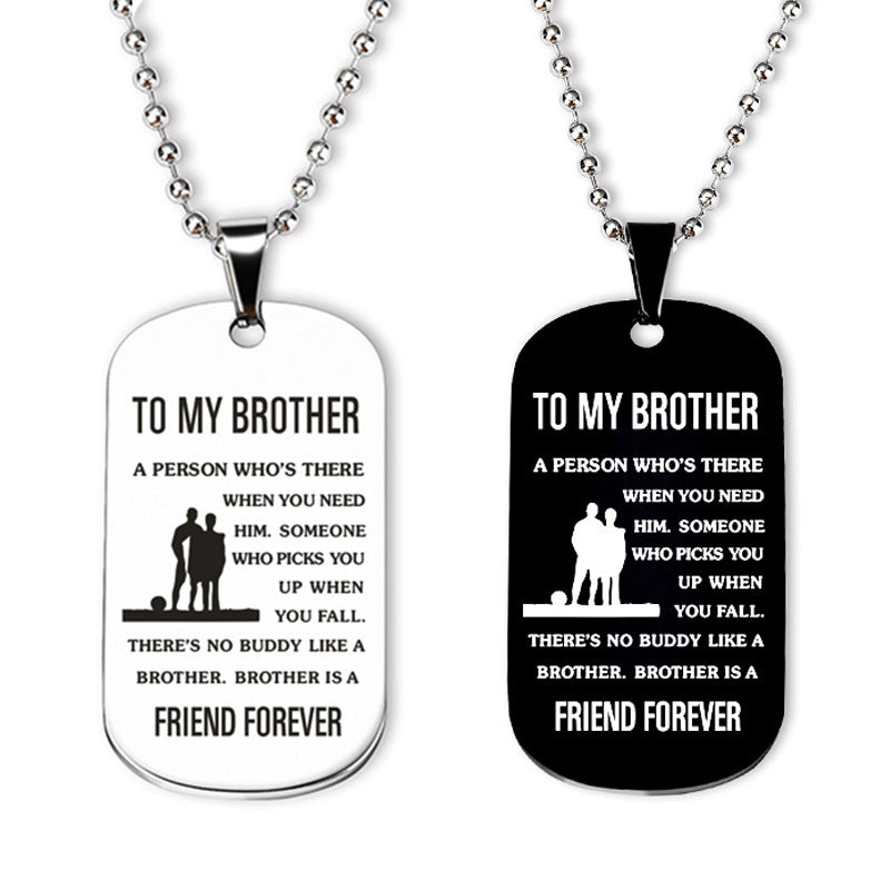"To My Brother" - Stainless Steel Military Keychain and Necklace