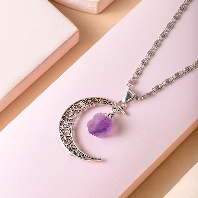 "Vintage Moon" - Amethyst Natural Stone Necklace