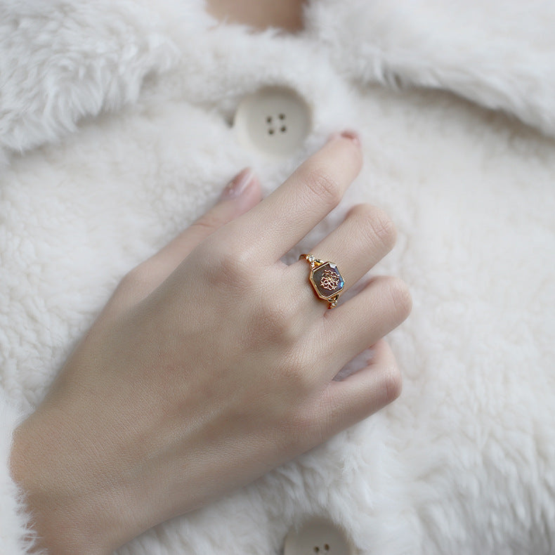 "Royal by Nature"-  Vintage Natural Gray Blue Light Labradorite Ring