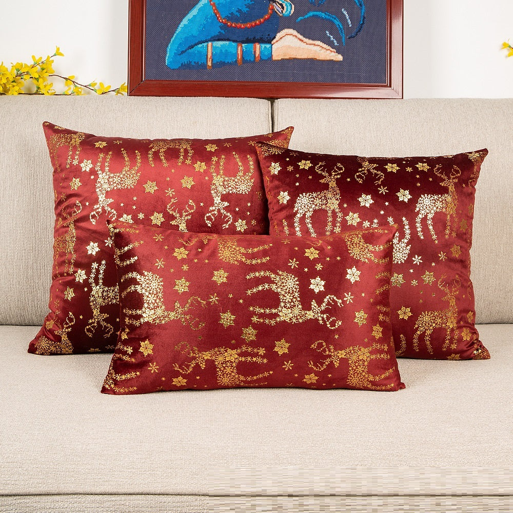 Netherlands Velvet Bronzing Christmas Pillow Cover