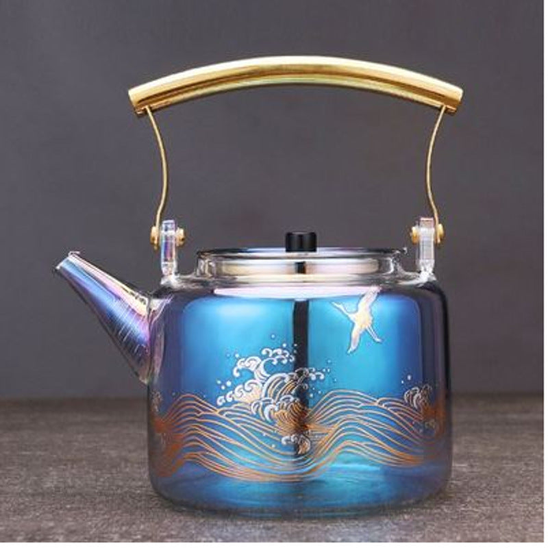 "I Dream of Tea" - Large Capacity Heat-resistant Glass Colorful Tea Kettle
