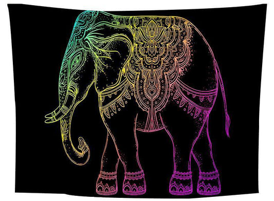 Chromatic Rainbow Elephant Tapestry