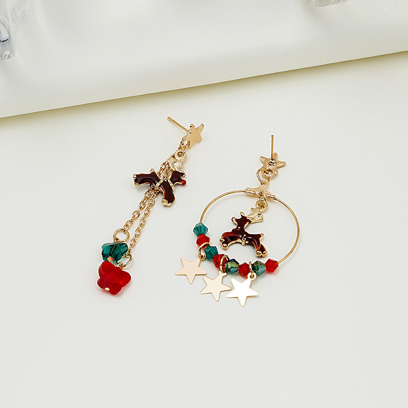 Christmas Elk Star Pendant Earrings