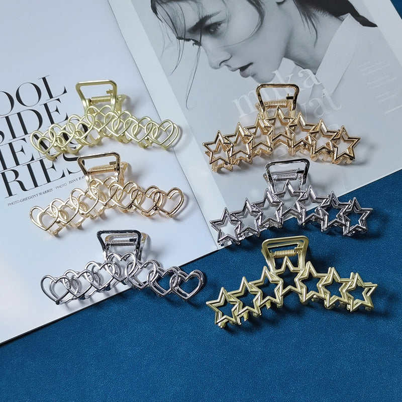 Hearts and Stars Metal Back Of Head Hair Clip