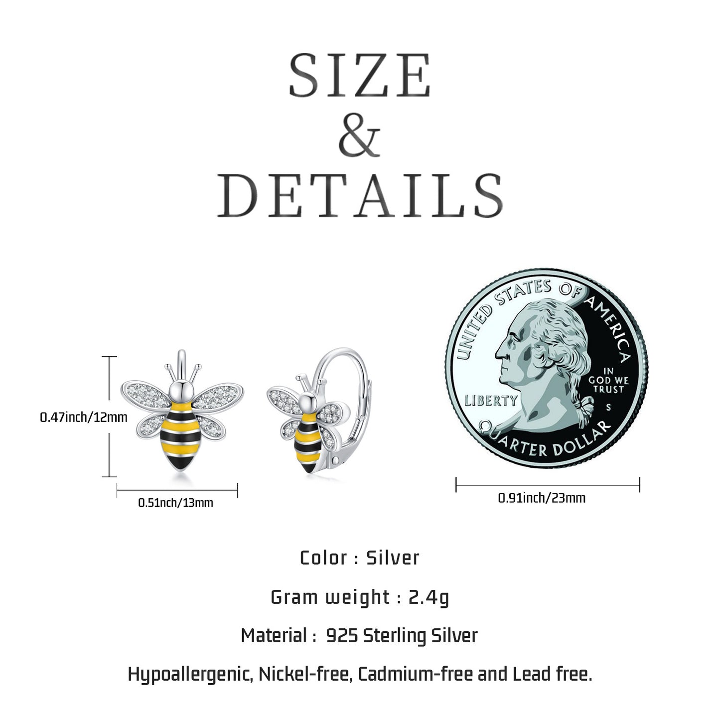 "Beehave" - Sterling Silver Bee Earrings