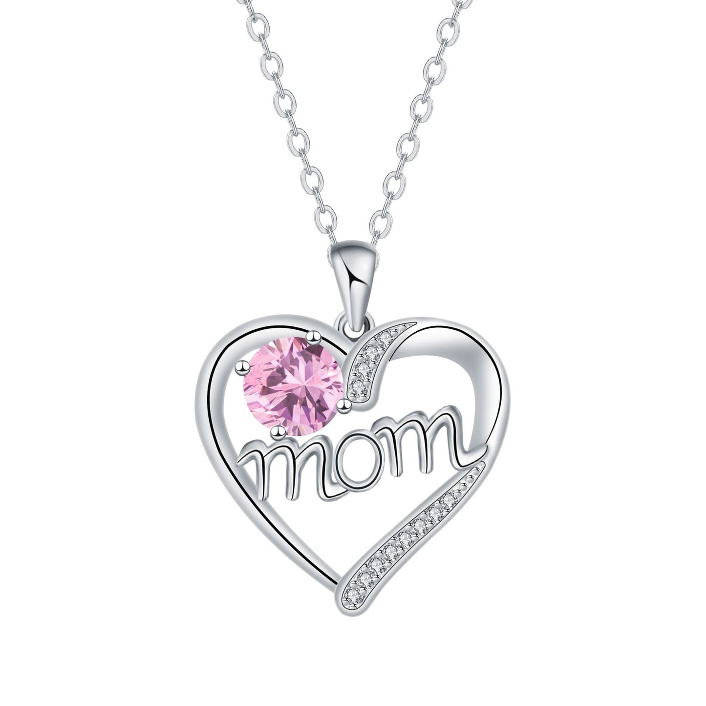 "MOM" - Heart-shaped Simulated Stone Necklaces