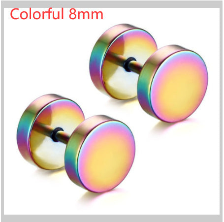 8MM Stainless Steel Barbell Earrings for Men and Women