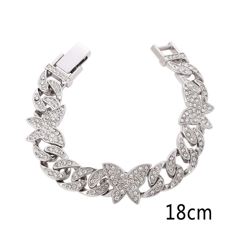 Micro-inlaid Zircon Butterfly Cuban Bracelet