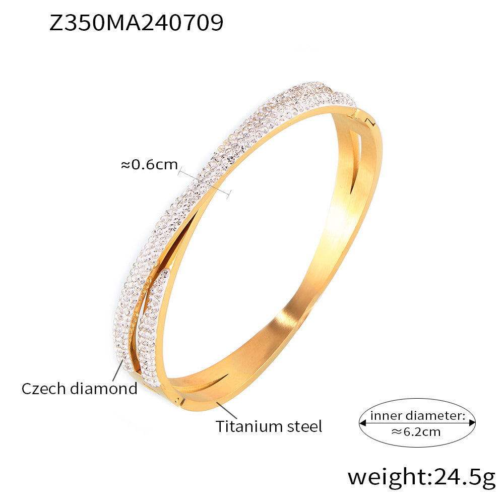 "Golden Day" - 18K Gold Diamond Titanium Steel Bracelet