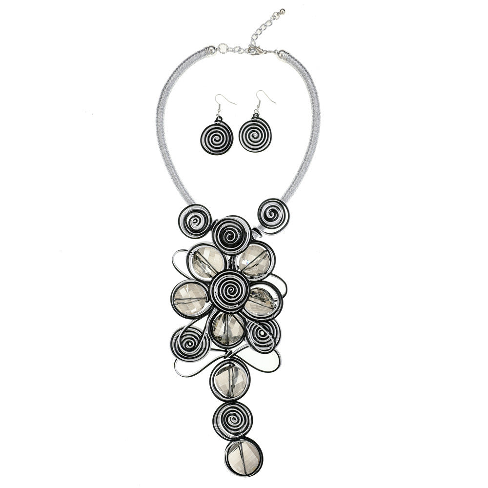 "Uniquely Divine" - Handmade Glass Aluminum Wire Necklace and Earrings Set