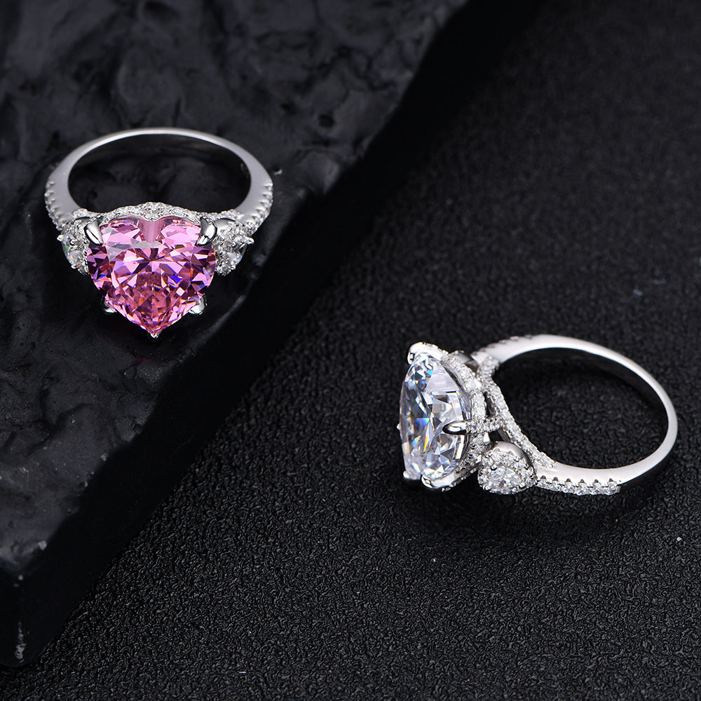 "Pretty as Can Be" - 12mm Inlaid Heart-shaped Diamond Ring