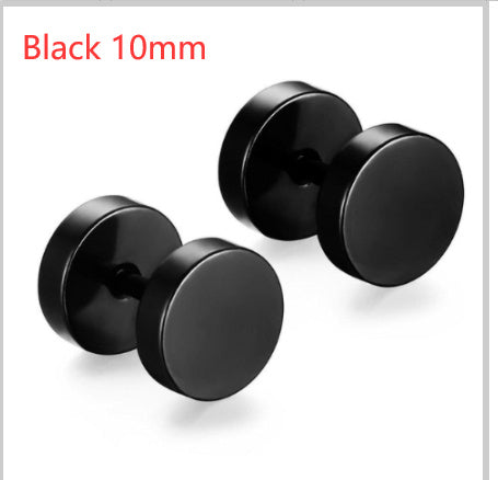 8MM Stainless Steel Barbell Earrings for Men and Women