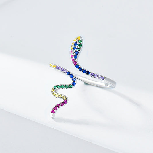 Sterling Silver Diamond Snake Ring