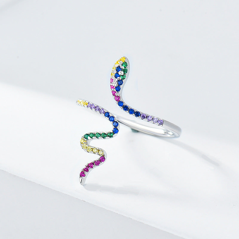 Sterling Silver Diamond Snake Ring