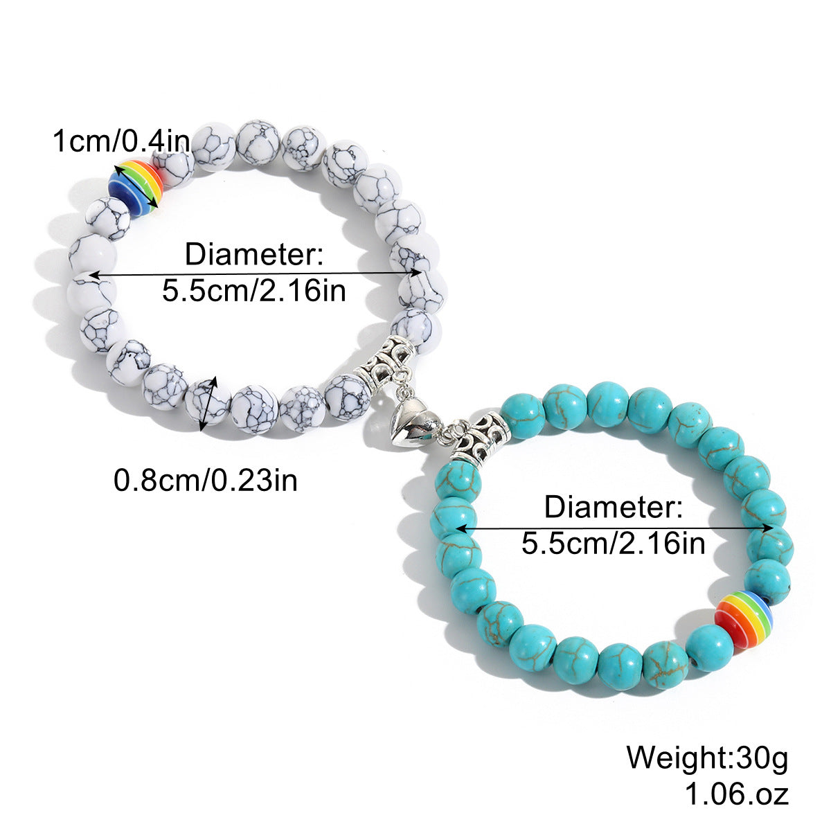 Beaded Pride Rainbow Bracelet Set