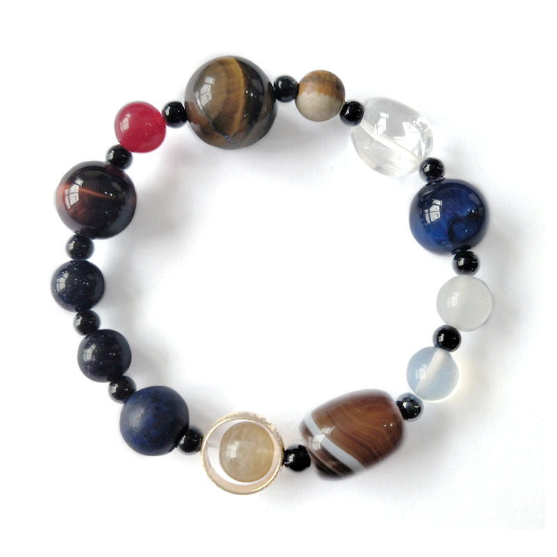 Lapis Lazuli Tiger Eye Stone Solar System Bracelet