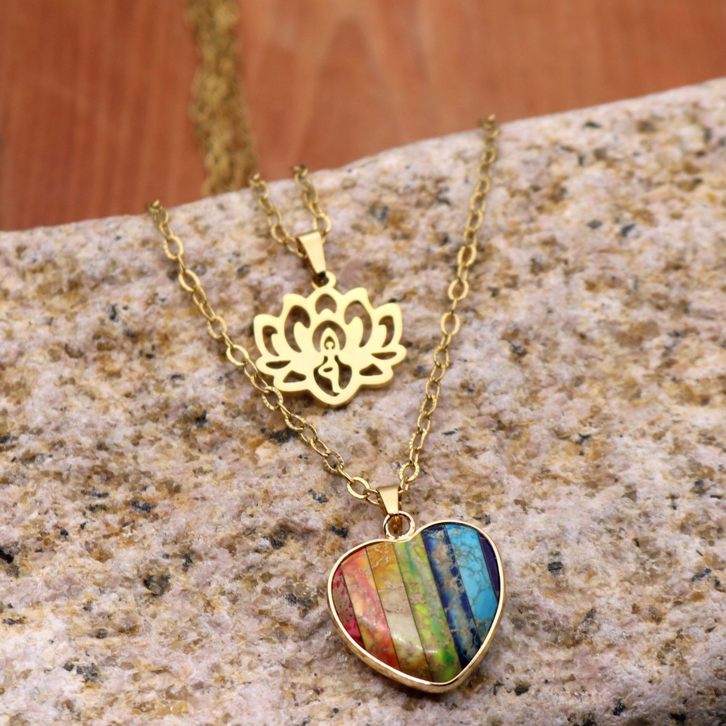 "Heart of Rainbow" - Gold-plated Chain Necklace