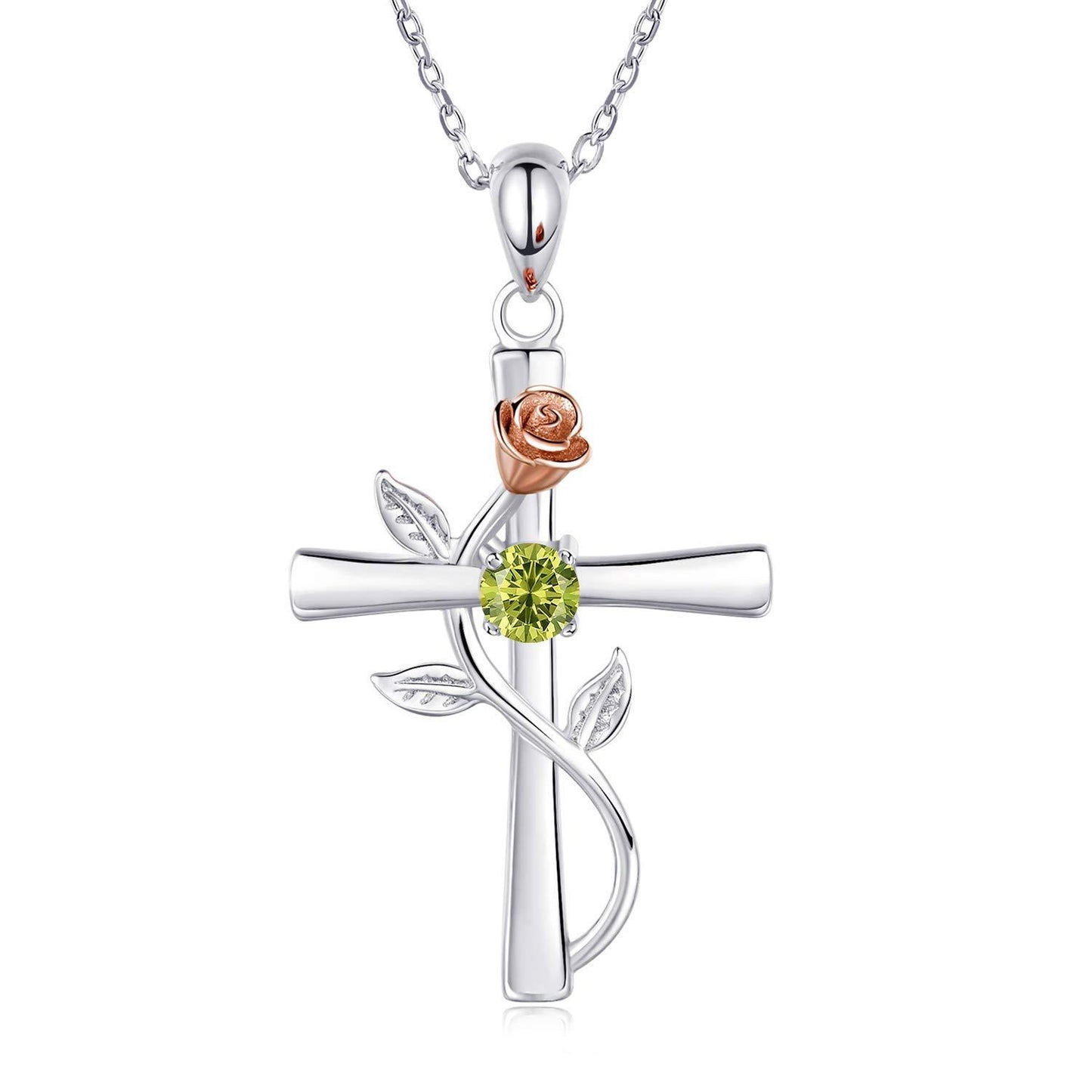 "Rose from the Cross" - Necklace (Birthstone)