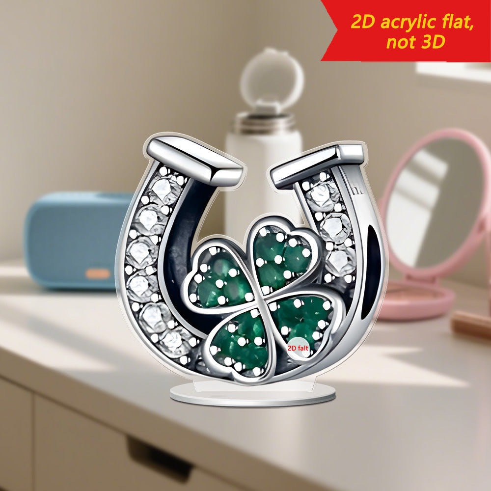 2D Acrylic Clover Horseshoe Figurine