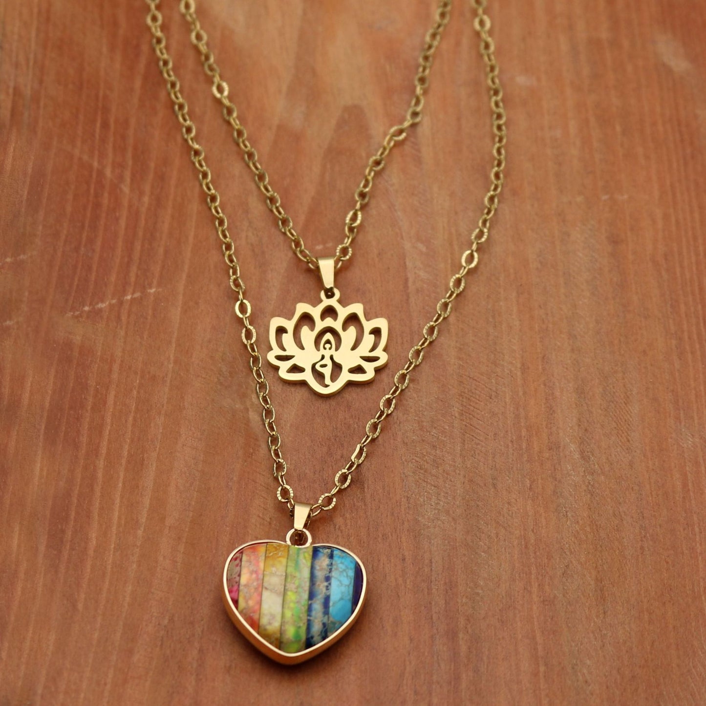 "Heart of Rainbow" - Gold-plated Chain Necklace