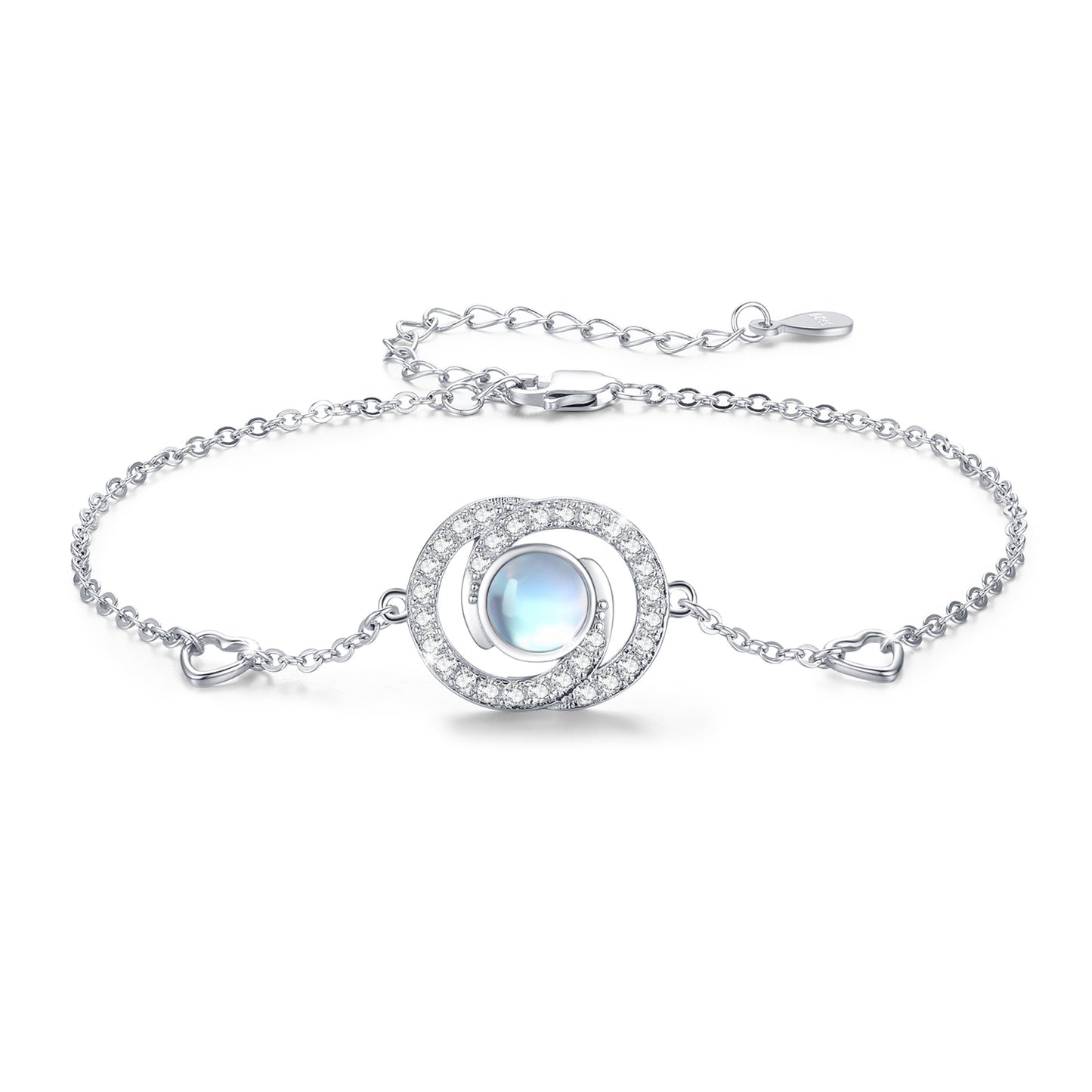 "Moonstone Infinity" - Sterling Silver Link Bracelet