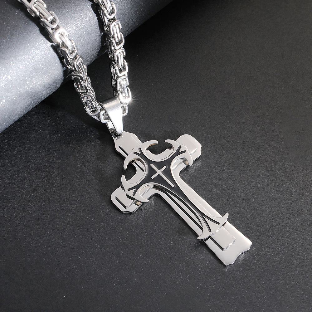 Stainless Steel Christian Trinity Latin Cross Necklace