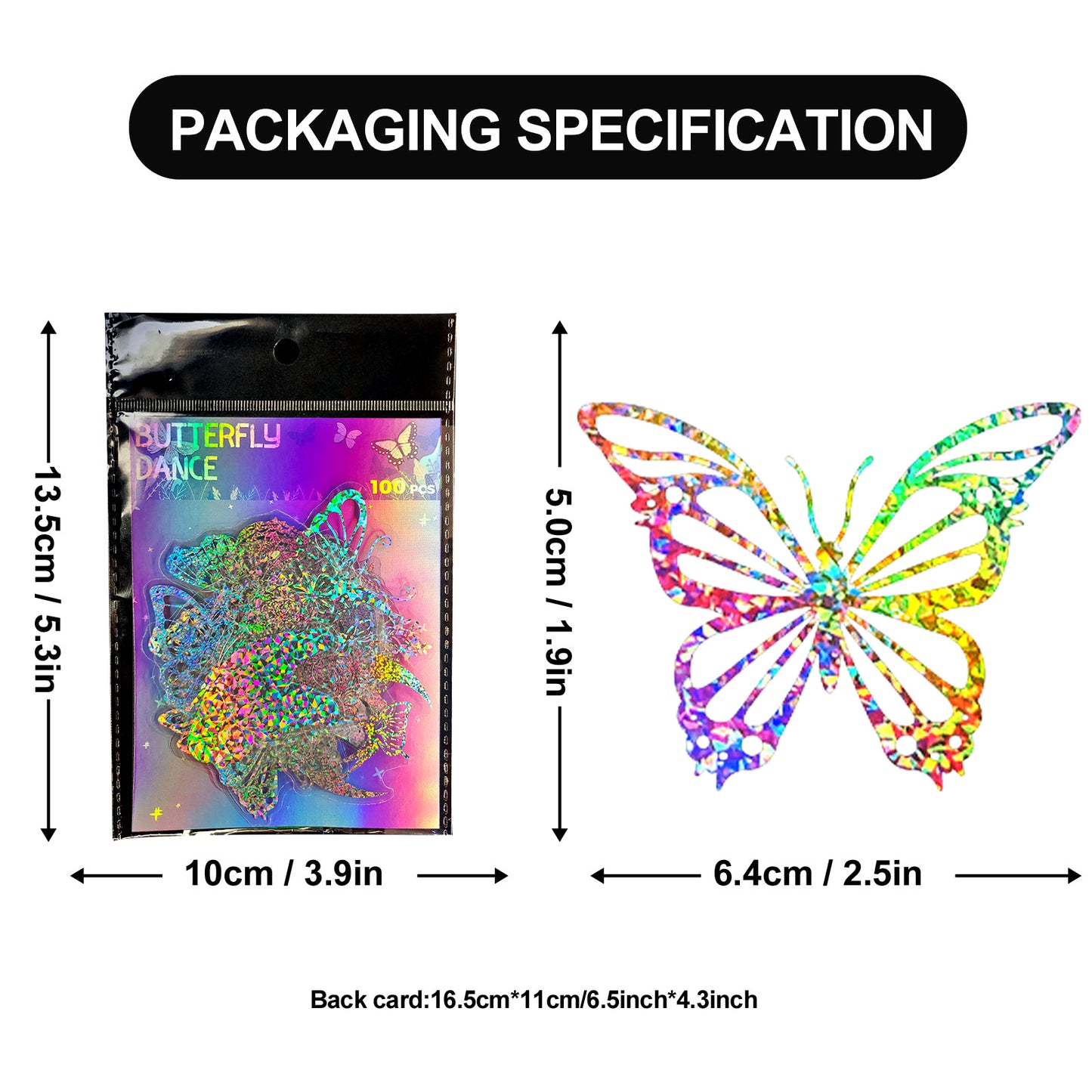 Retro Transparent Butterfly Laser Stickers