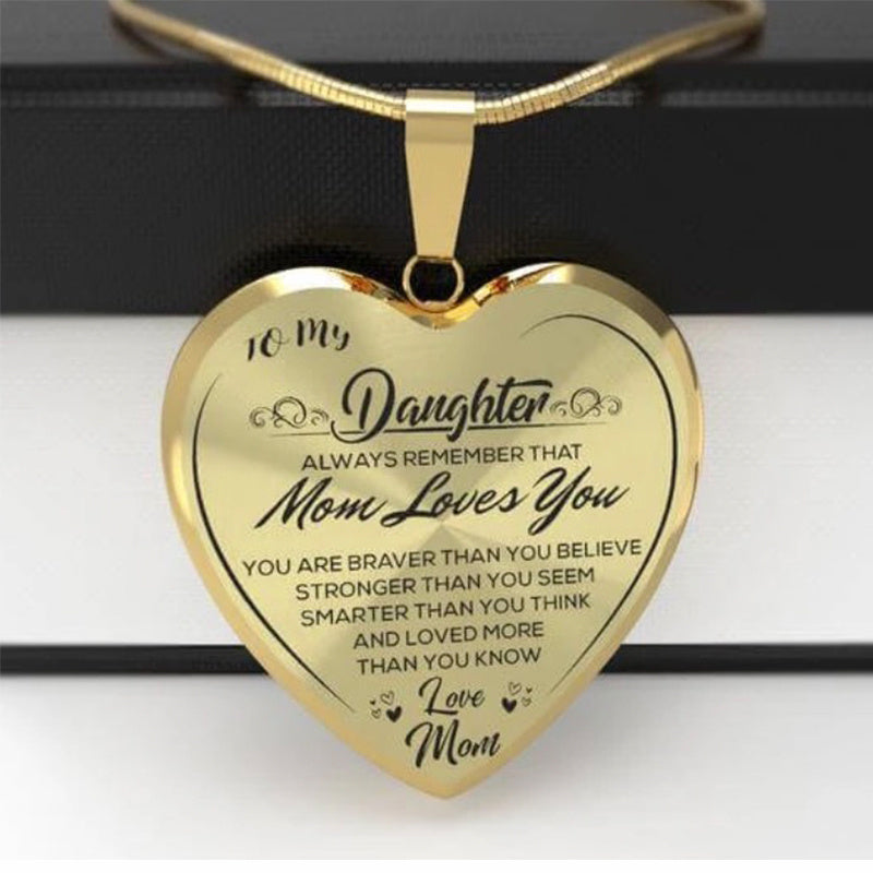 "To My Daughter, Love Mom" - Heart Epoxy Necklace