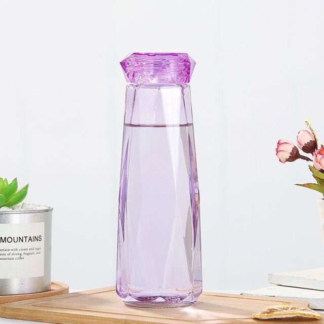 "Colorful Crystals"- BPA Free Glass Water Bottle (Perfect for Kids)