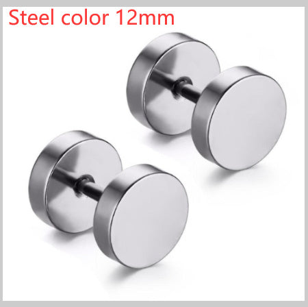 8MM Stainless Steel Barbell Earrings for Men and Women