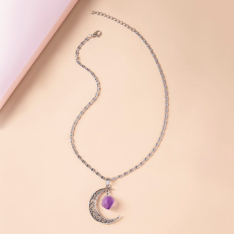 "Vintage Moon" - Amethyst Natural Stone Necklace