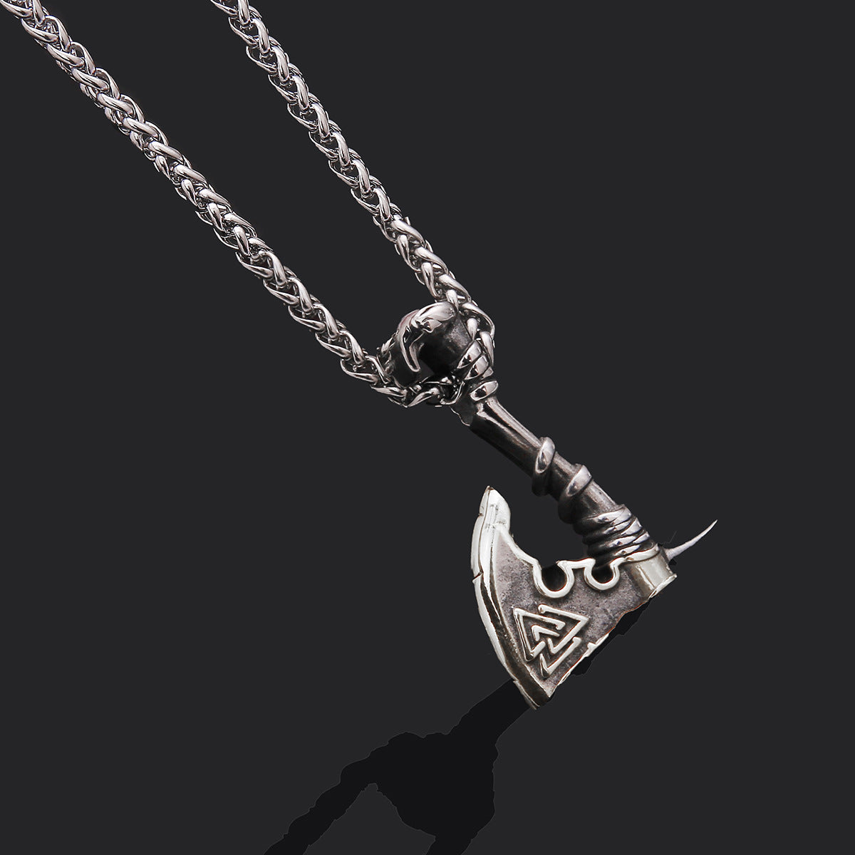 Stainless Steel Orchid Axe Pendant Chain
