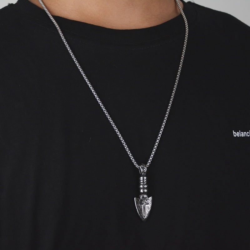 Titanium Steel Cross Blade Necklace