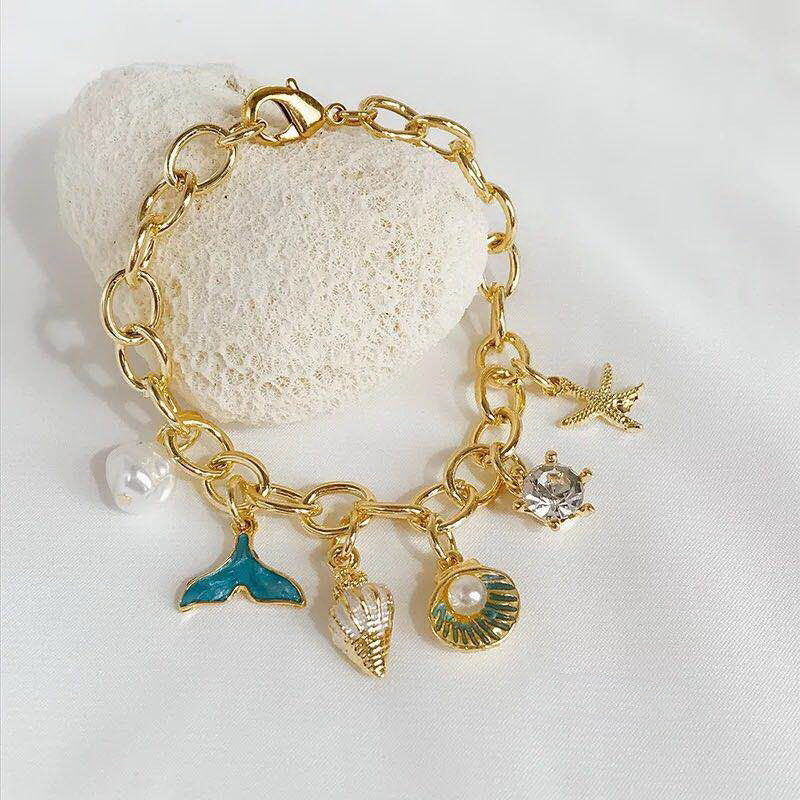 Ocean Fan Pearl Charm Bracelet