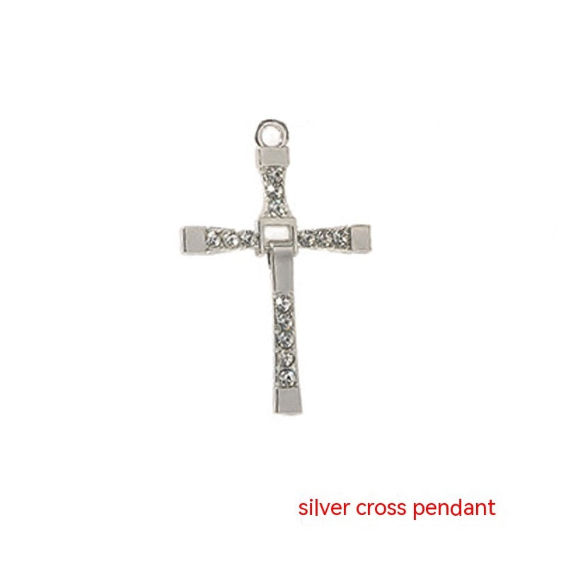 Cross-shaped Necklace With Rhinestones