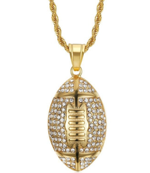 316L Stainless Steel Gold-plated Football Pendant Chain