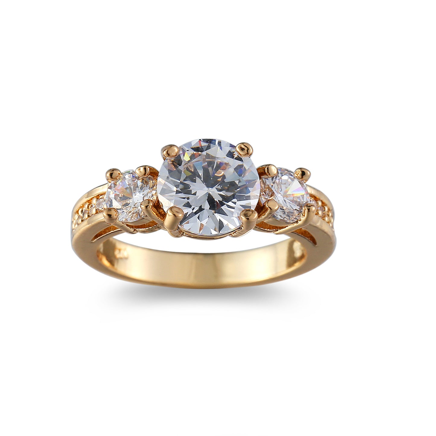 Gold Zircon Simulated Diamond Ring