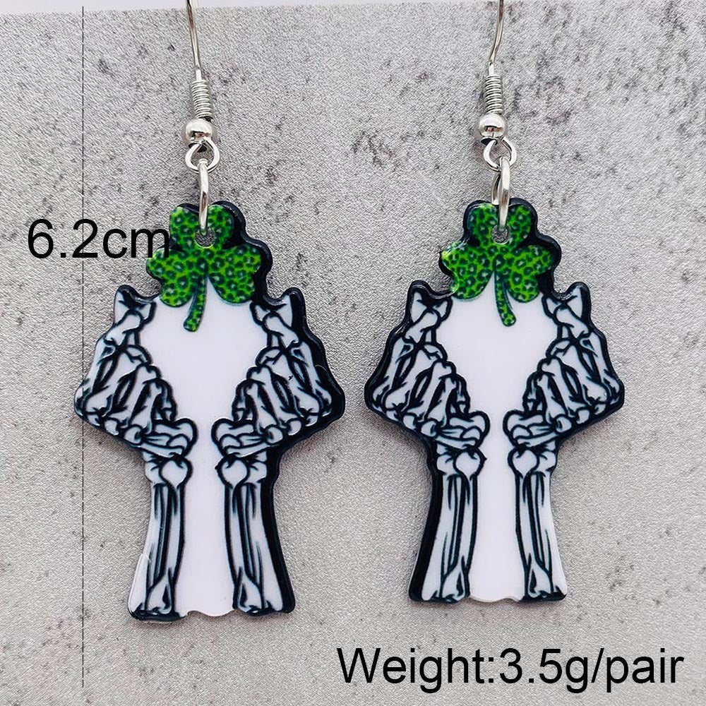 St Patrick's Day Skull Earrings